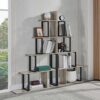 PADMA HOUSE Bookcase with 5 Shelves L Shape Freestanding Ladder Corner Bookcase Tiered Open Bookcase Multipurpose Storage Shelf (Premium Grey)