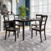 WALNUT 5 Piece Kitchen Dining Table Set 1 Wooden Table + 4 Chairs Set For Restaurant Espresso