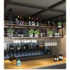 EYLINK Rustic Hanging Wine Rack, Industrial Ceiling Mount Shelf, 2 Tier Vintage Display Wine Storage Holder with Stemware Glass Shelf and Guard R