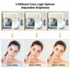 Dradaomull Makeup Vanity with LED Light in 3 Colors, Vanity Table with 4 Shelves and 5 Drawers, Dressing Table with Chair and Adjustable Brightne