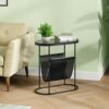 Yusong Tempered Glass End Table for Small Space, Narrow Oval Side Tables Living Room, Little Skinny Bedside Table Slim Nightstand with Magazine H