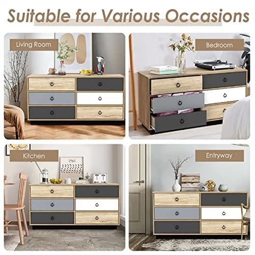 LIUZH 6 Drawer Double Dresser Accent Storage Tower Durable Engineered Wood Simple Style Bedroom Hallway Entryway Storage Cabinets