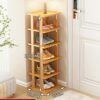 SkiPdr 2-9 Tiers bamboo Shoe Rack - Vertical Narrow Shoe Shelf Storage - Tall Narrow Shoe Organizer for Entryway Closet Hallway