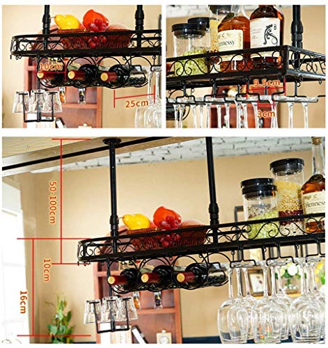 OUSIKA Wine Racks,Wine Lovers/Hanging Wine Holder/Floating Wine Shelf/Wine Glass Rack/Ceiling Mounted Hanging Wine Bottle Holder Metal Iron Wine