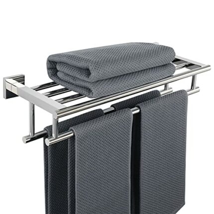 Sayayo 20-Inch Bathroom Towel Rack Wall Mounted Towel Holder with Double Towel Rail, SUS304 Stainless Steel Polished Chromed, EGZ8050-C