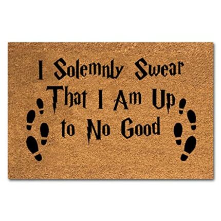 Funny Coir Doormat I Solemnly Swear That I Am Up to No Good Front Door Mat Entryway Outdoor Mat with Heavy Duty Front Porch Welcome Mats Entry Na