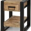 Harbour Lamp Sofa Side Table With Drawer for Living Room, Hallway, Bedroom - Handcrafted Reclaimed Wood Small Bedside Table with Shelf - Fully As