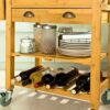 BHVXW Extendable Kitchen Trolley Cart with 2 Folding Hinged Side Boards Removable Tray