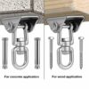 Xndryan Heavy Duty Swing Hangers, 360° Rotate Swivel Hammock Hooks with Screws, Stainless Steel Swing Hook for Ceiling Wooden Porch, Gym Yoga Sus