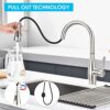 CREA Kitchen Tap with Pull Out Spray, Kitchen Mixer Tap with 3 Function, 360° Swivel Mixer Tap for Kitchen Sink, Single Handle Kitchen Sink Mixer