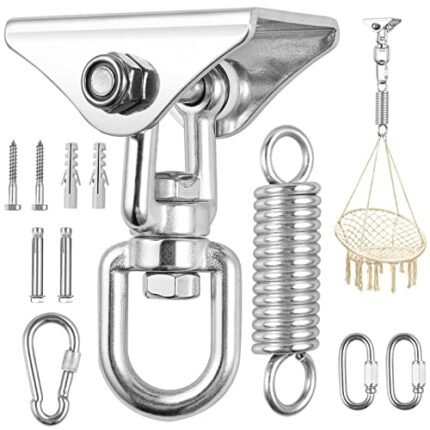 Heavy Duty Swing Hangers with 15cm Spring -450KG Capacity, Anbte Stainless Steel Swing Chair Hangers Anti-rust 360° Rotate Swivel Hammock Hooks w