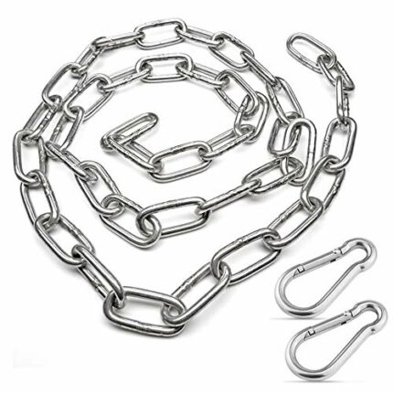1 Meter Stainless Steel Hanging Chair Chain with Two Carabiners,Hanging Kits Hammock Chair Punching Bags Pilates Heavy Duty Indoor Outdoor Hardwa