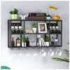 Wall-Mounted Stylish Simplicity Wine Glass Holder Metal Wrought Iron Household Goblet Holder Kitchen or Office Tableware Bottle Holder Glass Wine