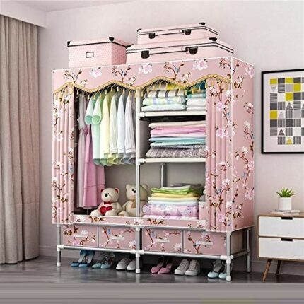 JYDQM Bedroom Multipurpose Simple Combination Wardrobe Folding Portable Clothing Storage Cabinet Dustproof Cloth Closet Home Furniture