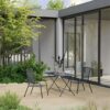 WODMB 3pcs/5pcs/7pcs Garden Dining Set Steel Anthracite Outdoor Furniture Set Deaks and Chairs (Color : 3pcs, Size : One size)