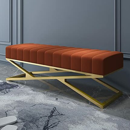 shoe storage bench ottoman Storage Benches Modern Velvet Upholstered Entryway Bench,Luxury Plush Bedroom Bench Seat With X-shaped Metal Base,Deco