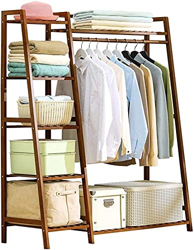 KRHINO Clothes rack and hat rack Bedroom Vertical Coat Rack Door Simple Clothing Storage Rack Bamboo Wood Multifunctional Clothes Rack Shoe Rack