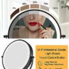 ALHAKIN Rechargeable Makeup Mirror with Lights, 8 inch 10x Magnifying Mirror with 3 Color Lights, Brightness Dimmable Lighted Makeup Mirror for D