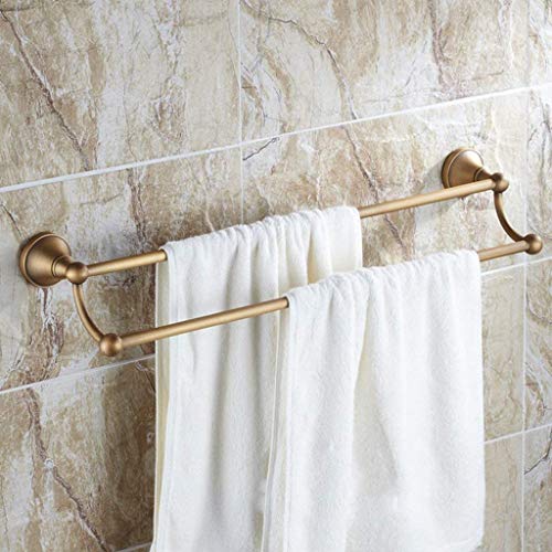 RSOCHS Double pole Towel Rack -Towel Bar Towel Holder with Double Rod Brushed Stainless Steel Wall Mount Bathroom Shelf Rack Contemporary Style