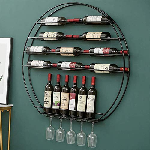 EMISOO Wine Rack Wall Mounted - Modern Stylish Wall-Mounted Decorating Wine Racks, Wine Bottle Stemware Glass Rack with 5 Long Stem Glass Holder,