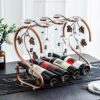 EYLINK Wine Racks,Wine Bottle Rack，Geometric Metal Wine Holder Free Standing Iron Art Wine Glass Racks for Bar Cabinet Pantry Kitchen Display Rac