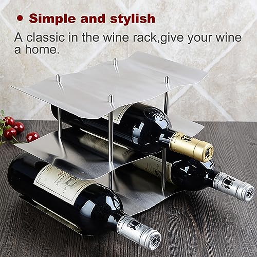 3‑Tier Stainless Steel Tabletop Wine Rack,Wavy Wine Holder Display Shelf Kitchen Accessories,Wine Storage Shelf for Pantry Cabinet, for Bar, Wine