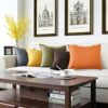 Udewo 2 Pack Waterproof Outdoor Cushion Cover, Orange Throw Pillow Case Decorative Outdoor Waterproof Pillow Covers 18X18 Inch (45X45cm) Garden C