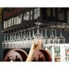 SUCHETA Wine Rack Wall-Mounted Inverted Wine Glass Rack Surrounding Edge Design Iron Hanging Ceiling Decoration Shelf Industrial Bottle Holder Wi