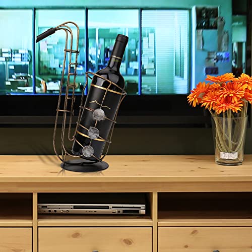 Airshi Saxophone Wine Rack, Wine Bottle Holder Rustproof Handcrafted Metal Practical Fashionable Durable for Bar
