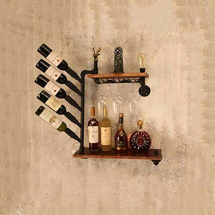 PIBM Metal Pipe Design Wine Rack Wine Glass Storage Shelf Home Bar Display Stand J1113