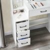 Dradaomull Makeup Vanity with Lights, Modern Vanity Desk with Chair, 4 Large Drawers Dresser with Sliding Mirror, 3 Lighting Modes and Brightness