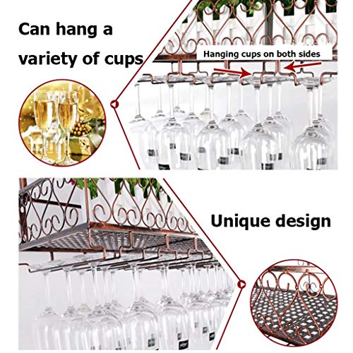 PIBM Stylish Simplicity Wine Rack Wine Rack Adjustable Height, Ceiling Mounted Hanging Wine Bottle Holder Metal Iron Wine Glass Holder High Cup H