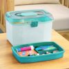 Bershaker Medicine Box,Family First Aid Box,Storage Box,Portable Medicine Cabinet,2 Layers with A Mini Pill Box,Multifunctional Plastic Storage C