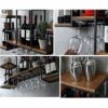 Vintage Wine Rack Wall Mounted Iron and Wood Wine Shelf Wine Glass Holder, Wall Hanging Stemware Goblet Holder Upside Down, Restaurant Home Kitch