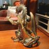 HEINBOW Steampunk Dragon Wine Bottle Wine Holder Statue with Two Wine Glasses Holder Wine Rack Gothic Decor Metallic Look for Home Decor Gifts fo