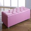 CROWN FAUX LEATHER DIAMANTE OTTOMAN TOY STORAGE BLANKET BOX (RED)