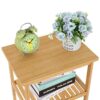 UOMIO Square Bamboo End Table 3-Tier Small Sofa Tables Slim Bedside table with Storage Shelf Practical Console Side Table Coffee Table for Living