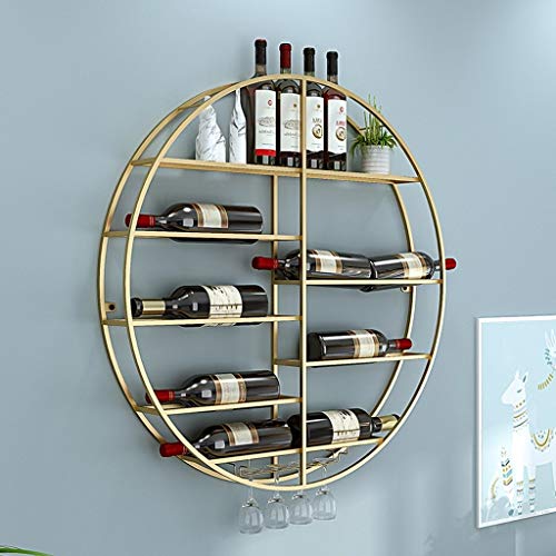 EYLINK Wall Mounted Round Wine Racks Counter Floating Shelves Wine Bottle and Glass Rack Goblet Stemware Holder, Bar Wine Cellar Kitchen Wine Sto