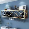 SUCHETA Wine Rack Bar Unit Floating Shelves Wall-Mounted Inverted Wine Glass Rack Multifunctional Iron Bottle Holder Simple Hanging Goblet Rack W