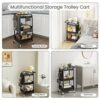 Dripex Storage Trolley on Wheels, 3-tire Metal Kitchen Storage Utility Cart with 1 Removable Pegboards, 2 Baskets, 4 Hooks, Rolling Storage Troll