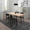 Ikea IDOLF/LISABO table and 4 chairs, 140x78 cm, ash veneer/black