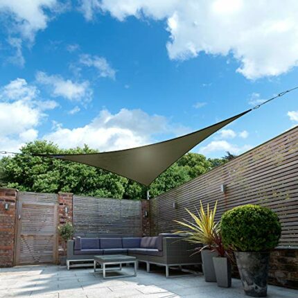 Kookaburra Waterproof Garden Sun Shade Sail Canopy in Sage 98% UV Block (3.6m Triangle)