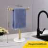 Hand Towel Holder Gold, Hand Towel Rack Stand with Heavy Weighted Base, Countertop Hand Towel Holder Stand for Bathroom，SUS304 Stainless Steel (G