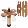 NBEADS 2 Pcs 2 Sizes Wooden Wine Bottle Brackets for Wine for Two Glasses and Bottle, Wood Wine Glass Holder Simple Wine Glasses Holder Rack for
