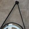 round Bathroom Mirror with Illuminated Led White Light Iron Frame with Sling and Demister Pad Touch Sensor Makeup 2 Colors,Size: Φ60/70Cm, Blacka