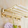 HIGOH Towel Racks, Bathroom Towel Rack Wall Mounted Towel Holder,High-End with 5 Hooks European Folding Bath Towel Shelf,Movable Towel Rackplatin