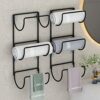 2Pcs Metal Towel Rack Wall Mounted with 3 Compartments, MOCOLOM Anti-Rust Towel/Wine Shelf Holder Organizer Storage with Screw Set for Washcloths