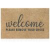 AAZZKANG Doormat Outdoor Entrance with Non Slip Rubber Backing Welcome Please Remove Your Shoes Mat Easy to Clean Indoor Door Mat for Entrance