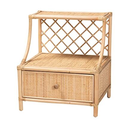 Baxton Studio Nightstand, Rattan, Natural Brown, 1-Drawer