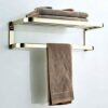 -Shelf,Towel Rack Simple Towel Rack, Double Bathroom Shelf, Hotel,Niture, Brass, Storage Shelves, Gold, Easy to Install